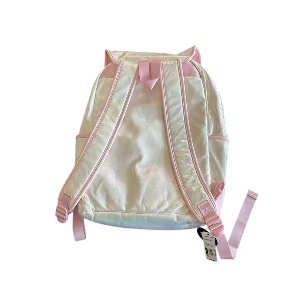 Girls Iridescent Pearl Pink Backpack Organizer Pouch School Travel NWT